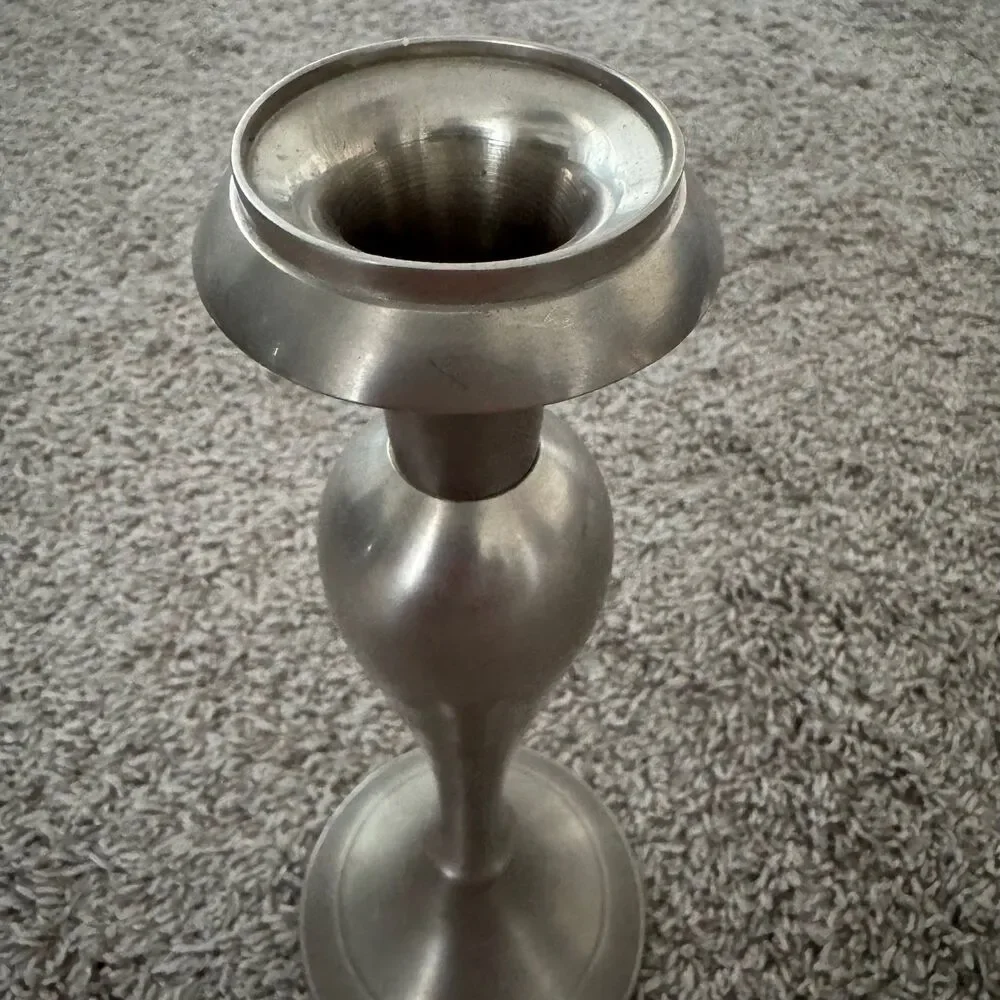 Vintage Bombay Company Brushed Pewter Taper Candlestick Holder Weighted 11